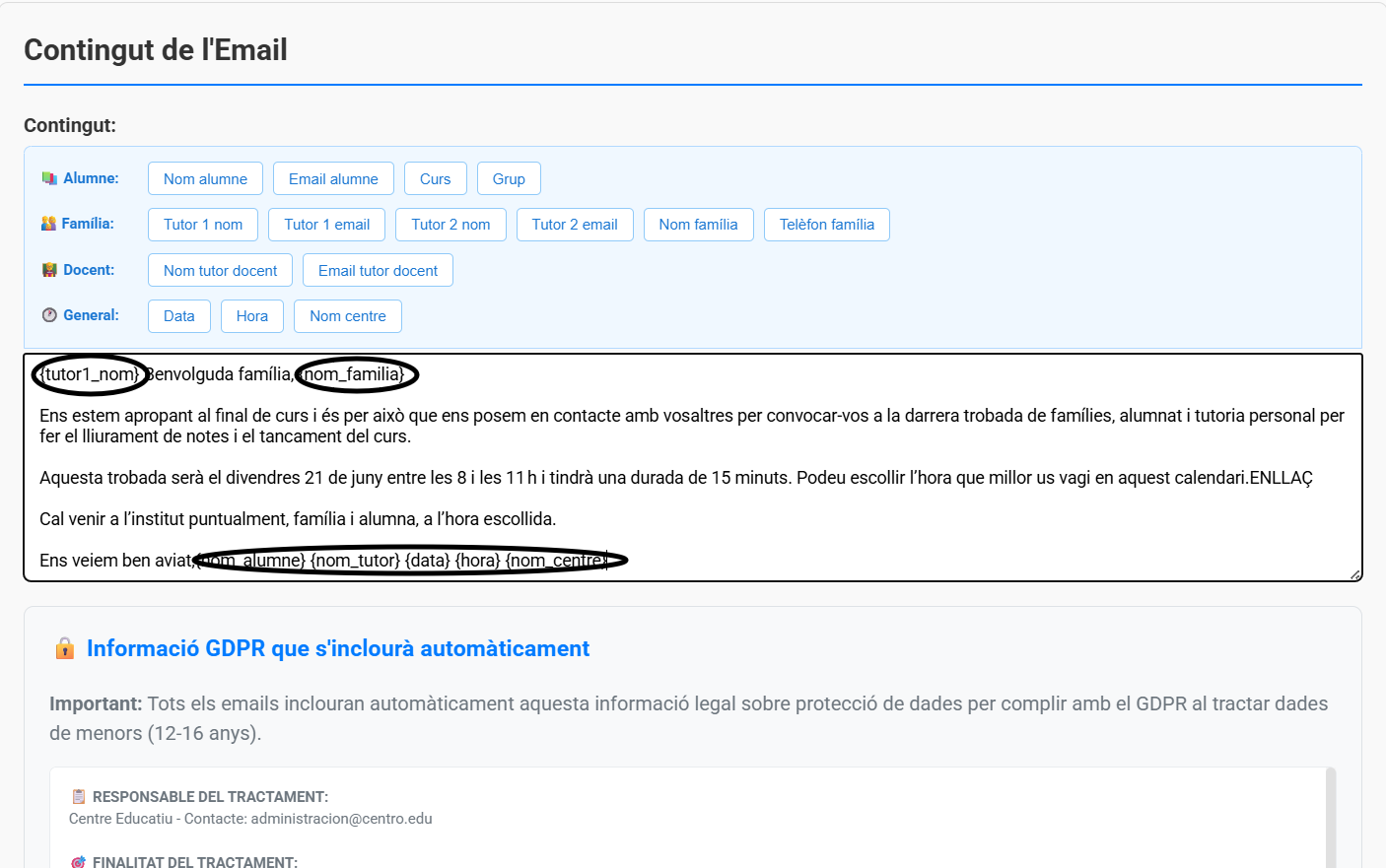 Comunicació i missatges personalitzats amb famílies